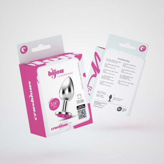 Pack De Plug Anal Bijou Rose Moyen Crushious Avec Sac Velout Gr