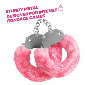 CRUSHIOUS SPANGLE METAL HANDCUFFS WITH PLUSH IN PINK