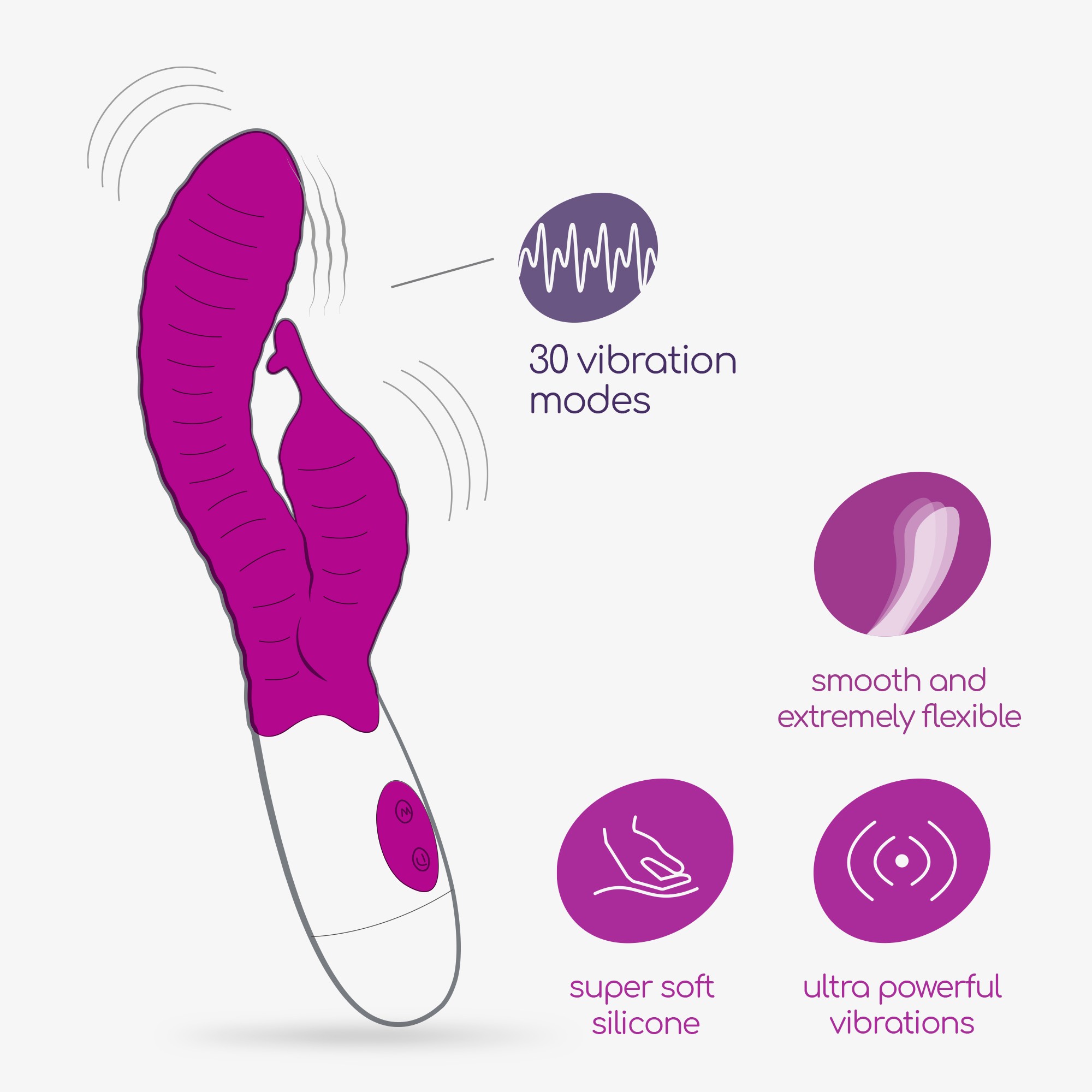 VIBRADOR CON ESTIMULADOR DE CLÍTORIS GUMMIE MORADO Y LUBRICANTE DE BASE AGUA INCLUIDO CRUSHIOUS