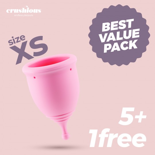 PACK 5 + 1 FREE CRUSHIOUS MINERVA XS MENSTRUAL CUP WITH POUCH