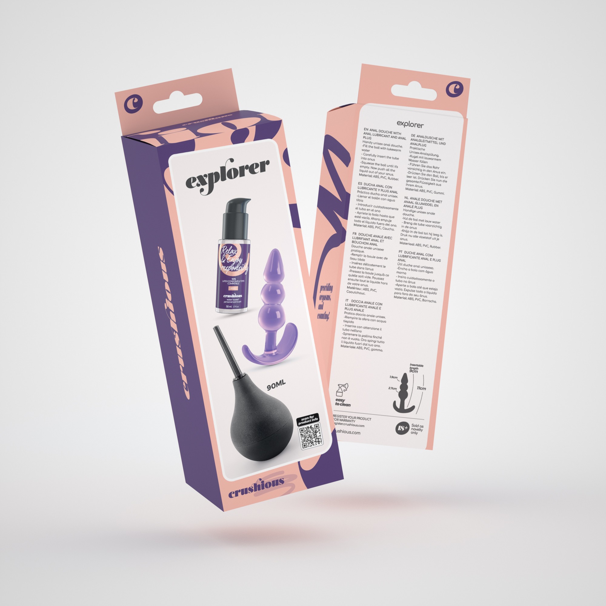 EXPLORER DUCHA ANAL 90ML CON LUBRICANTE ANAL 50ML Y PLUG ANAL THE PLUNGER CRUSHIOUS